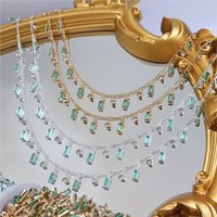 1Meter Mint Green Chain Rectangular Diamond Dangling Diamond Chain For DIY Bracelet Necklace Crafts Jewelry Making Supplies