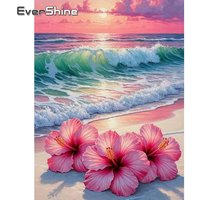 Evershine DIY Diamond Painting Seaside Landscape Acrylic Craft Supplies Flower Diamond Mosaic Sunset New Arrival Unique Gift