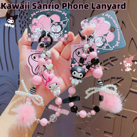 Kawaii Sanrio INS Girlish Phone Lanyard Decorative Pendant Keychain Bag Pendant for Children Birthday Gift Anti-lost Cute Chain