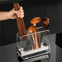 Large Capacity Stainless Steel Chopstick Bucket Anti-slip Ventilated Chopstick Cage Detachable Multi-Functional