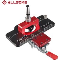 Allsome 35mm Concealed Hinge Jig Kit Woodworking Hole Drilling Guide Locator,Aluminum Alloy Hole Opener Tools Puncher Template