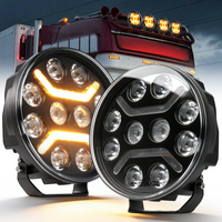 UNISHINE Phare rond de 9 pouces, double couleur, blanc, lumière de conduite, ambre DRL avec lumière stroboscopique pour moto, voitures, 4x4, UTV, 12V, 24V, utilisation tout-terrain