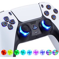 eXtremeRate Multi-Colors Luminated, Classical Symbols DTF V3 LED Kit for PS5 Controller BDM-010 & BDM-020 - Wood Grain