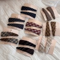 1 Pair Korean Style Sweet Plaid Fabric Simple Triangle Side BB Hair Clips Women's Versatile Temperament Hairpin Hair Accessories