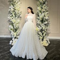Customized High Neck White Lace A-line Wedding Dress ILLUSION Full Sleeves Draped Floor Length Evening Party Prom Gowns