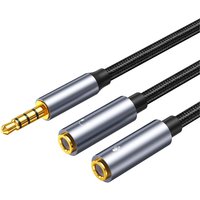 3.5mm Jack Aux Audio Cable Male to Female 1 to 2 Splitter Adapter 4 Pole with Microphone Stereo for PC Headphone Car Speaker Mic