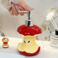 Cute Apple Core Soap Dispenser Ceramic Refillable Pump Bottle for Countertop Cute Home Decor Liquid Dispenser Housewarming Gift