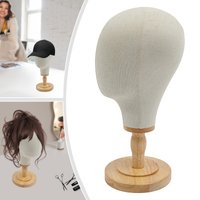 Model Head Beige Linen Mannequin Head Wig Head Stand Mannequin Wig Display Holder for Wig Hat Glasses