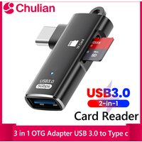 High-Speed 3 in 1 USB 3.0 Type C to TF Card Reader Adapter Memory Card OTG Reader for iPhone 15/16 Huawei PC Laptop