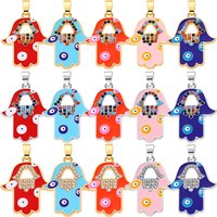 Juya 18K Gold Silver Plated Handmade Enamel Hamsa Fatima Hand Greek Evil Eye Charms For DIY Fashion Talisman Jewelry Making