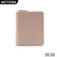 Moterm Genuine Pebbled Grain Leather A6 Zip Cover with Back Pocket Cowhide Planner Zipper Organizer Agenda Journal Diary