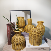 Japanese hand-woven desktop vase arrangement wedding simulation decorative flower arrangement basket Zen flower vase basket home