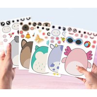 8Sheets Cartoon Gummies DIY Puzzle Stickers Dress Up Game Face Funny Jigsaw Education Assemble Stickers