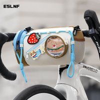 ESLNF Large-capacity Bicycle Bag Cartoon Velcro DIY Bicycle Front Bag Outdoor Cycling Storage Bag Cute Shoulder Bag
