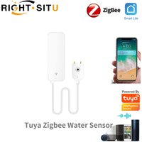 Tuya Zigbee Smart Water Leak Sensor Water Overflow Level Detector Security Alarm System Flood Leakage Sensor Remote Monitor