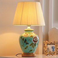 Nordic Style Living Room Bedroom Bedside Lamp With European Floral And Bird Pattern Decoration Lamp American Ceramic Table Lamp