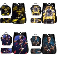 Sports Football Child School For K-Kylians Backpack with Lunch Bags M-Mbappes Pencil Bags School Bags for Boys Girls Best Gift