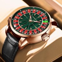 PINDU Neue Uhren Europäischen Taste Roulette Spaß Spiel Saphirglas NH35A Mechanische Uhr Diamant Zifferblatt Leder herren Uhr P6628