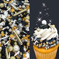 Black gold silver mixed long strip Cupcake Sprinkles , Metallic Sprinkle Mix for Cookies, Ice Cream, Cake and Cupcake Decoration