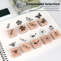 9 Pcs Of Vintage Wooden Rubber Stamps Seal For Making Natural Stamps Rubber Ink Stamp Set For DIY Art Craft Journal Scrapbooks
