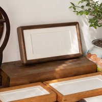 Retro Rectangular Solid Wood Photo Frame Black Walnut/Teak Mortise and Tenon Picture Frame Display Stand Desktop Home Decoration