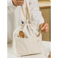 Drawstring Canvas Insulated Lunch Bag Thicken Aluminium Foil Thermal Bento Box Tote Cooler Handbags for Office Outdoor Picnic