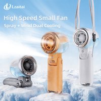 Mini Small Fan Portable Water Mist Spray Fan 5 Speeds 3600mAh Type-C Rechargeable Humidifier Handheld Foldable Neck Hanging Fans