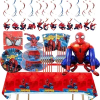 Superhero Spiderman Themed Party Birthday Decoration Spiderman Disposable Tablecloth Cup Plate Cake Decoration Birthday Gift
