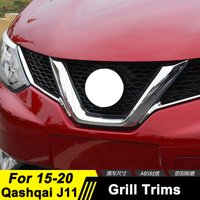 Fit For For Qashqai J11 2014-2020 Chromed ABS Plastic 2 PCS Grill Grills Bright Chrome Trim ABS Center Mesh Strip Trim