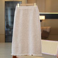 Nouveau Chic femmes automne hiver laine jupe longue droite Tube jupe 100% laine mérinos tricots grâce robe douce Style coréen jupe