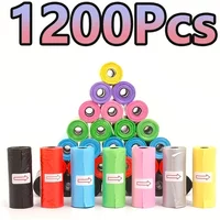 1200pcs Random Color Cartoon Paw Graphic Dog Poop Bags Pet Poop Bags Leak-Proof Dog Waste Bags For Pet Supplies