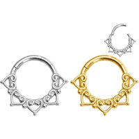 Flower Heart Waterdrop Moon Septum Piercing Helix Daith Conch Hoop Earring Clicker Segment Nose Ring 316L Surgical Steel 16G