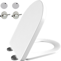 Premium Toilet Seat D-Shape Soft-Close Toilet Lid ,Quick Release , White Antibacterial Toilet Lid with Adjustable Hinges