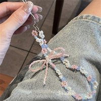 Girl's Sweet Phone Hanging Rope Bow Beaded Bracelet Pendant CCD Camera Pendant Accessories Bag Pendant Earphone Cover
