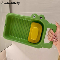 Plastic Integrated Laundry Board Anti-slip Thicken Clothes Washboard Cartoon Crocodile Hangable Lovely Washing Board