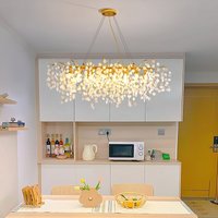 Nordic Long Crystal Chandeliers Gold Hanging Pendant Light Fixture for Kitchen Island Living Room Lights Fixture Lustre lamps