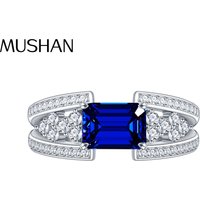MUSHAN Luxury Jewelry s 925 Sterling Silver Rings Bands For Women 2.5 Carat Sapphire Gemstones Ring For Women Girls Fine Jewelry