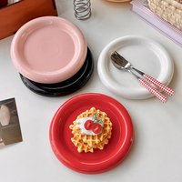 ins style tableware chubby household high-end pure white dessert plate coffee shop pasta plate breakfast