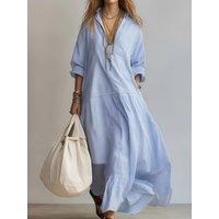Women Striped Printing Loose Patchwork Maxi Dress V-Neck Elegant Party Dress Casual Holiday Chic Spring Summer Ladies Dress 2026