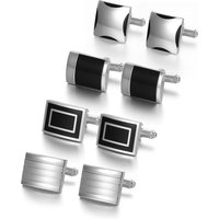 1/4 Pairs Square Man Shirt Cufflinks Buttons Tie Clips & Cufflinks For Mens Black Men Cuffs Wedding Guests Gifts Fashion Jewelry