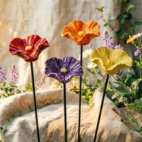 Outdoor Bee Feeder With Drinking Bowl Butterfly Bathing Basin Handmade Metal Flower Garden Stake For Garden Waterer Supplies