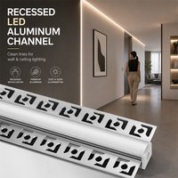 Profilé en aluminium LED encastrable de 200 cm, idéal pour un éclairage économique dans les murs en plaques de plâtre, compatible avec les bandes LED d’une largeur maximale de 12,9 mm, profilé en