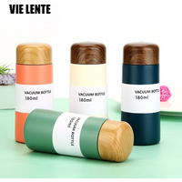 180Ml balle Mini mignon Grain de bois en acier inoxydable Thermos tasse café voyage tasse petite fraîche Portable poche extérieure tasse à café
