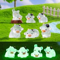 Glow-in-the-Dark Cute Cow Miniature - DIY Terrarium Ornament for Desk & Micro Landscape Decor