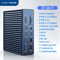 Station d'accueil ACASIS 21-en-1 Thunderbolt 4 40 Gbps 8K 60 Hz avec lecteur de cartes SD TF, RJ45 et hub USB-C pour montage vidéo et station de travail professionnelle