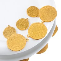 2pcs Round Features Embossed Small Pattern Stainless Steel Pendant For DIY Necklace Bracelet Earring Jewelry Accessories