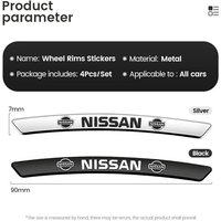4pcs Car Wheel Hub Sticker Tire Rim Metal Alloy Strips For Nissan J10 X-Trail Qashqai Juke Leaf Micra Patrol Pulsar Accessories