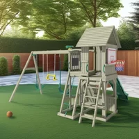 Outdoor Other Playgrounds Toddler Swing and Plastic Slide Set Playground Safety Wooden Climbing Frame Swing Set for Children