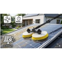 Brushless Electric Solar Panel Cleaner Dual Head Rotating Scrubber Water Fed Telescopic Pole System for PV Photovoltaic Cleaning