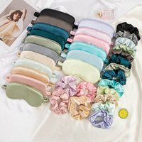 2Pcs Imitated Silk Eye Mask And Hair Scrunchie Set Soft Eye Night Blindfold For Women And Men Scrunchies Hair Ties Eyepatch